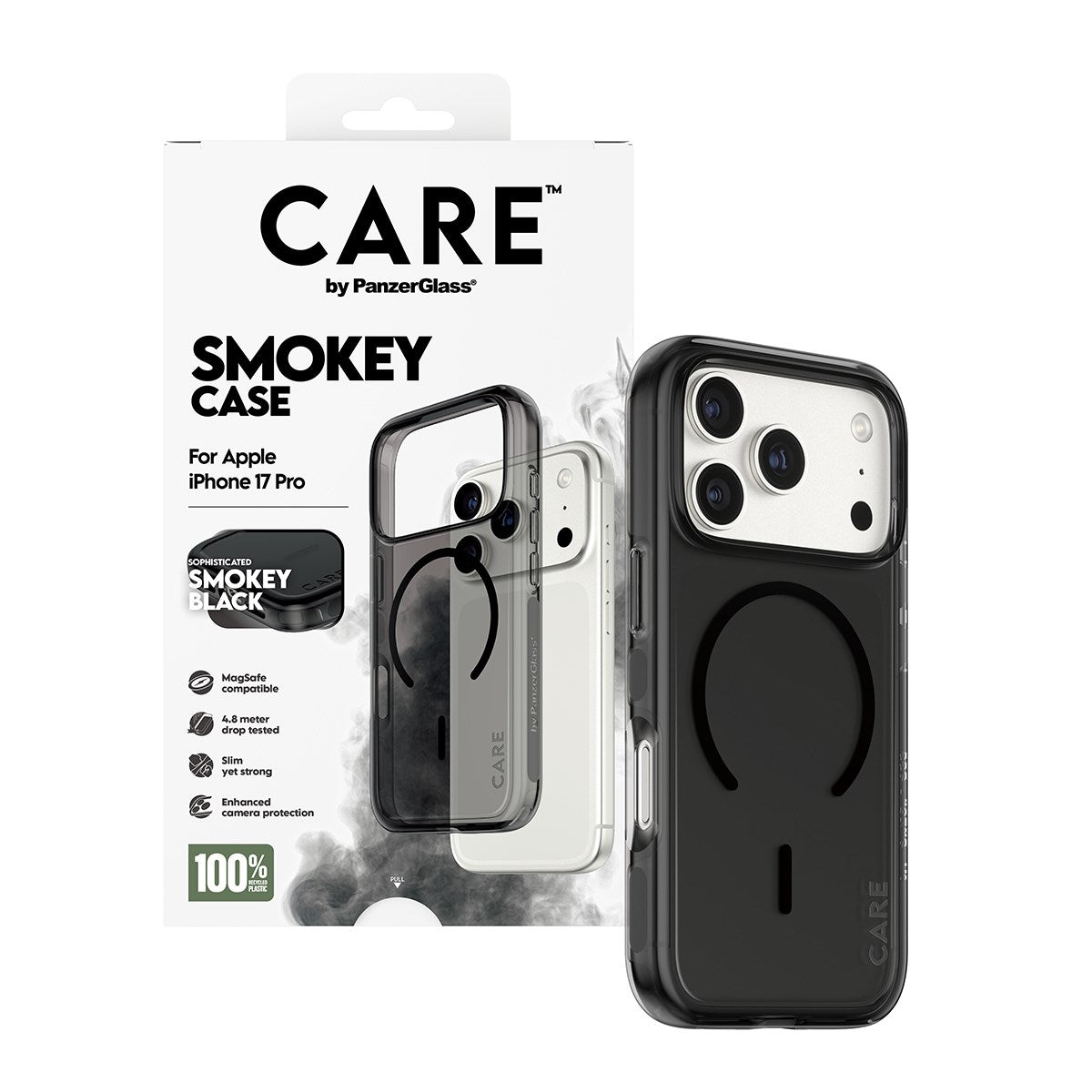 CARE by PanzerGlass® Urban Explorer Case Smokey m. Sort MagSafe iPhone 17 Pro
